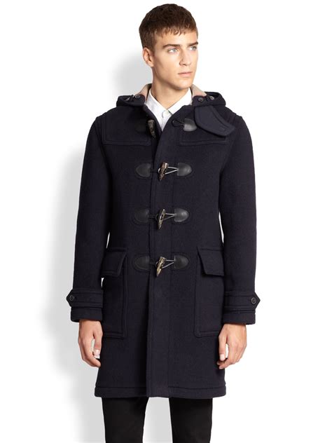 burberry mens duffle coat|burberry wool coat men's.